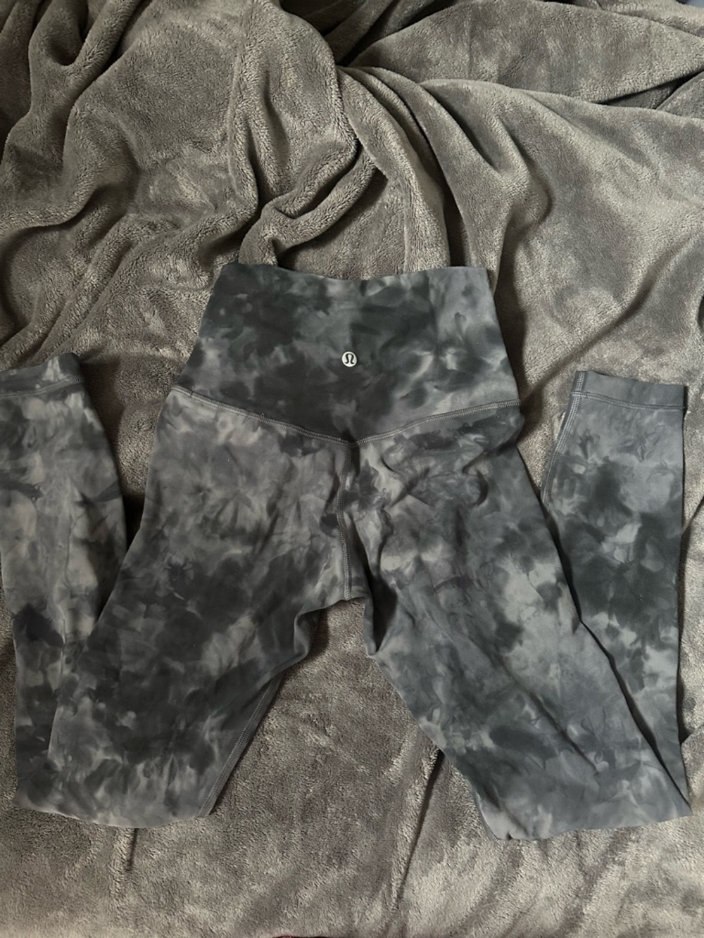 lululemon athletica womens Gray & Black Tie-Dye High-Rise Leggings